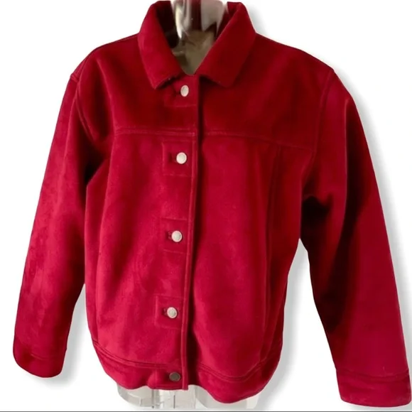 J.Jill Microfiber Sherpa Fleece Burgundy Jacket L - Picture 2 of 5